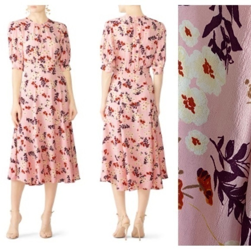byTiMo Pink Floral Print Bloom 50s Midi Dress Large